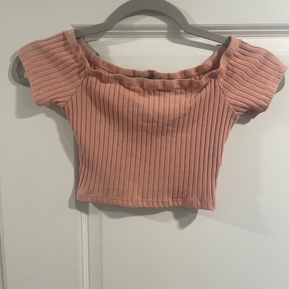 Charlotte Russe Tops - Charlotte Russe Ribbed Off-Shoulder Pink Blouse